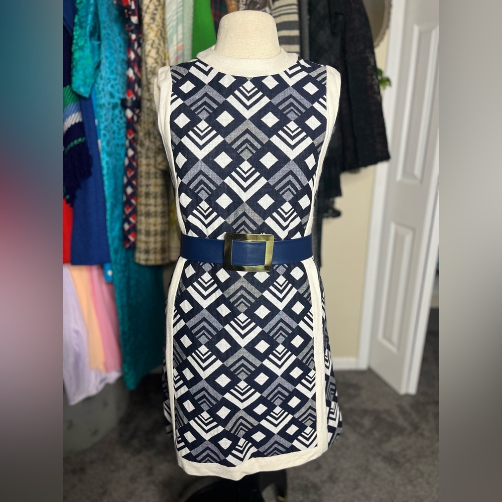 60s Mod Geometric Shape Mini Dress